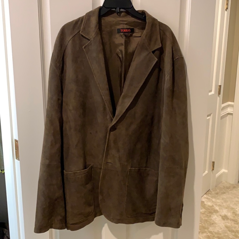 Men’s leather/suede sportcoat. Brown. EUR 58, USA 48. Torras, Made in Spain